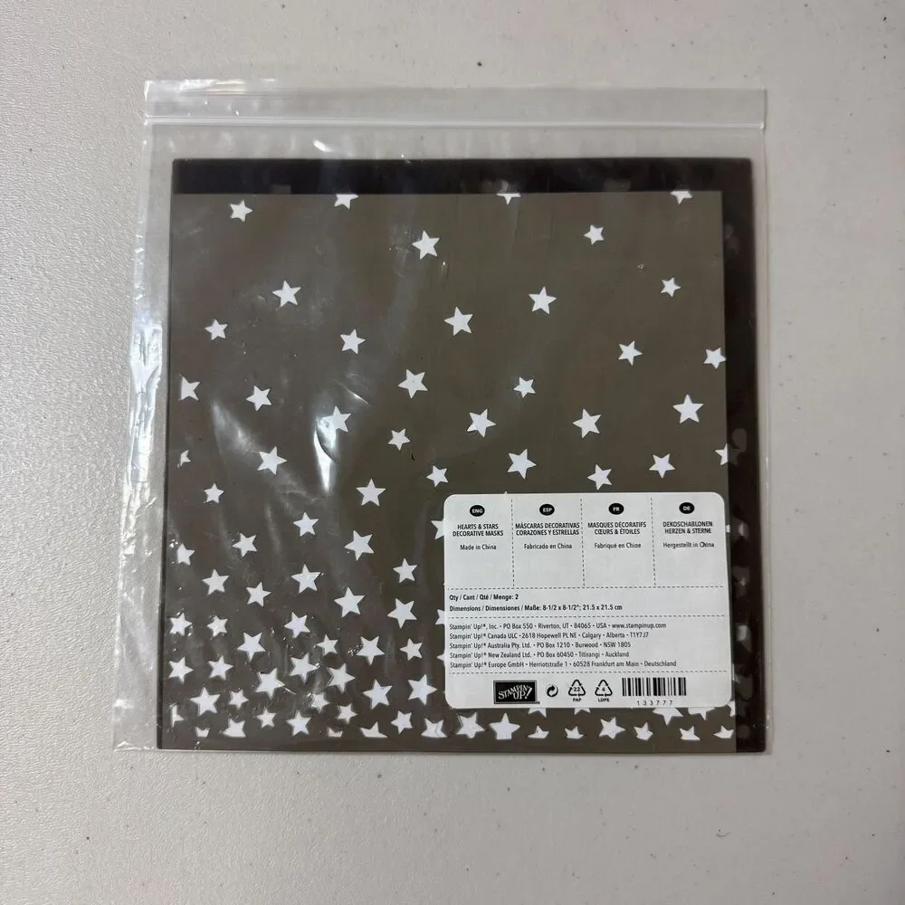 Stampin Up! Hearts & Stars Decorative Masks Stencils Scrapbook Crafting Cards